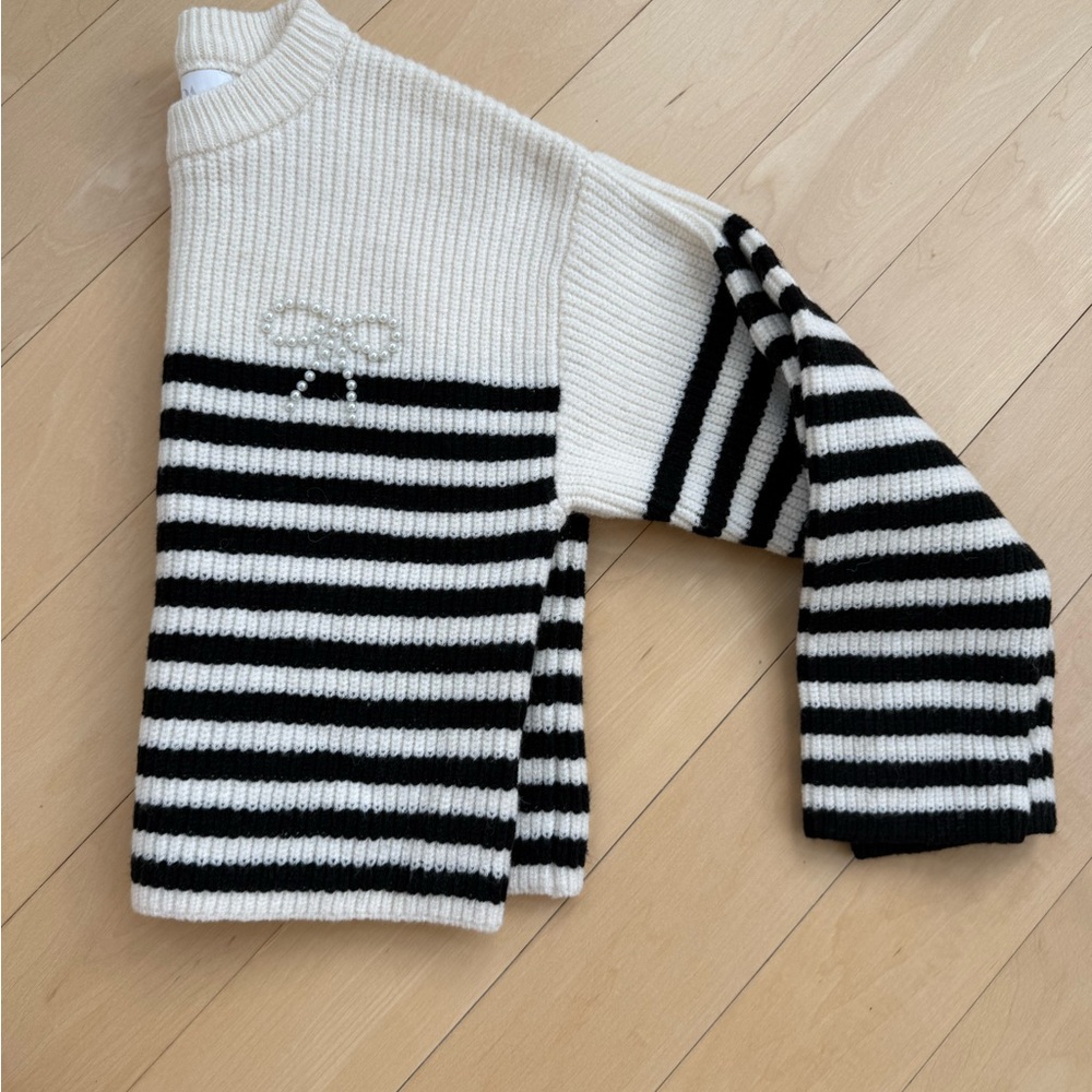 Zara Girls Striped Black and White Sweater